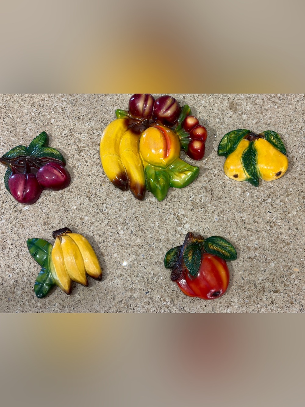 Ceramic Fruit Wall Plaques – Yellow, Red, Green